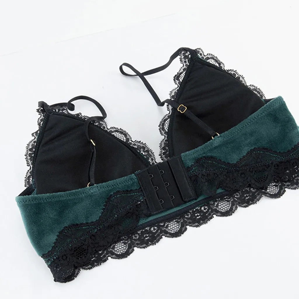 Conjunto Bralette de Terciopelo y Encaje Nocturno